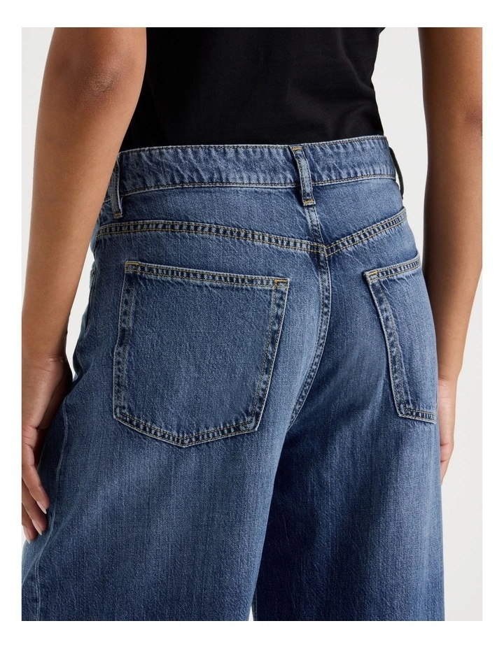 Wider Leg High Rise Jean in Medium Indigo image 6
