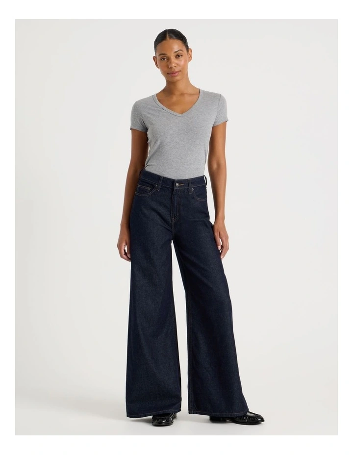 Wider Leg High Rise Jean In Rinse image 1
