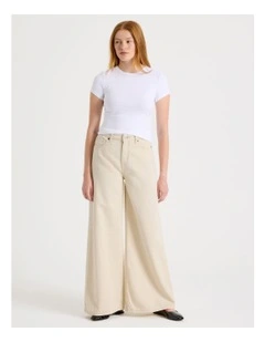 Wider Leg High Rise Jean in Ecru