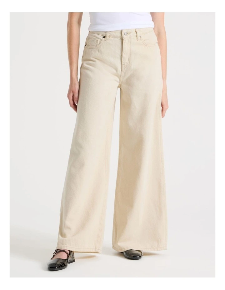 Wider Leg High Rise Jean in Ecru image 2