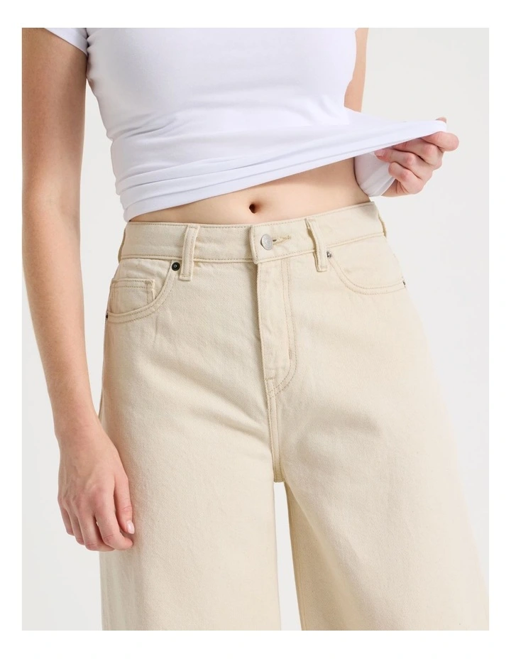 Wider Leg High Rise Jean in Ecru image 4