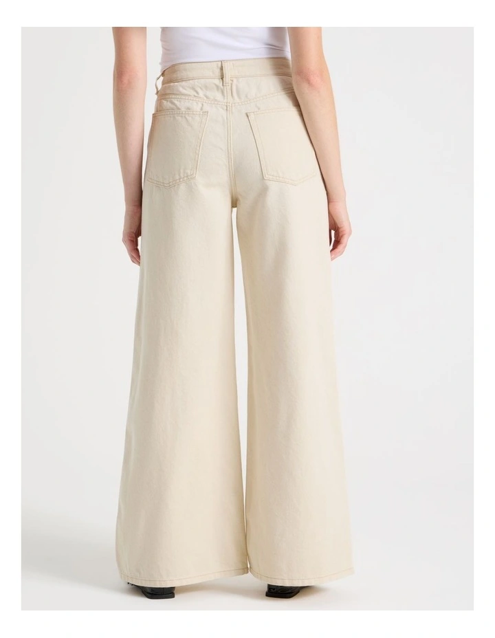 Wider Leg High Rise Jean in Ecru image 5