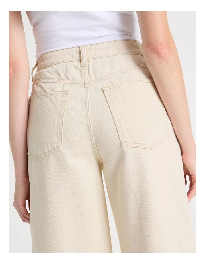 Wider Leg High Rise Jean in Ecru image 6
