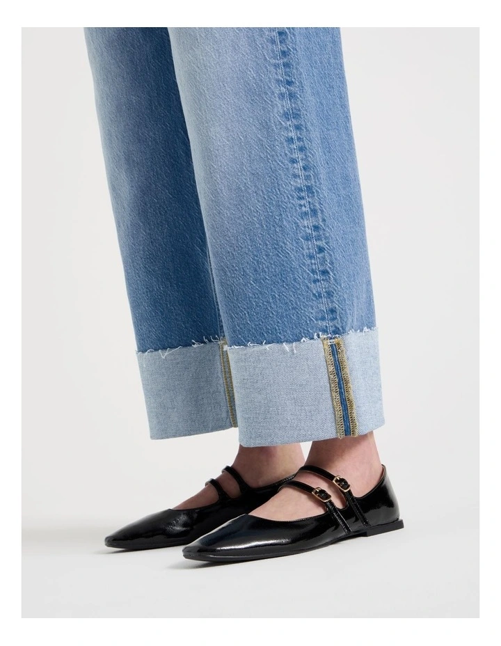 Wide Leg Cuffed Jean in Light Indigo image 4