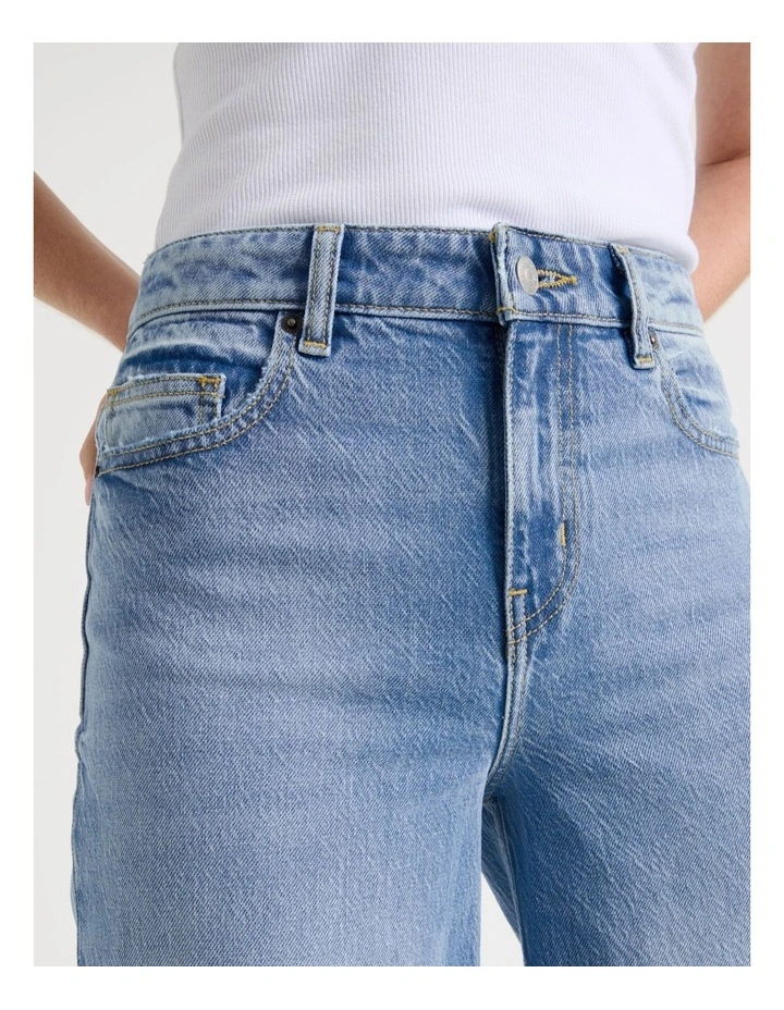 Wide Leg Cuffed Jean in Light Indigo image 5
