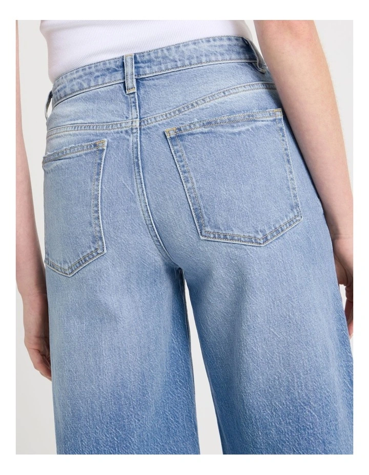 Wide Leg Cuffed Jean in Light Indigo image 7