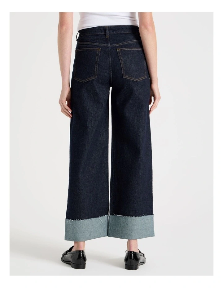 Wide Leg Cuffed Jean in Rinse image 6