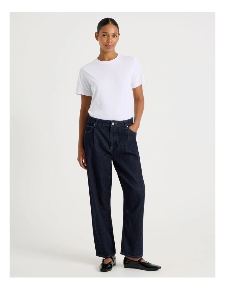 Pleated Loose Jean in Rinse image 1