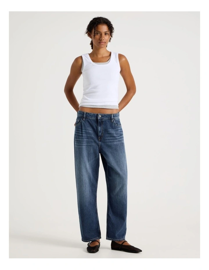 Pleated Loose Jean in Medium Indigo Vintage Wash image 1