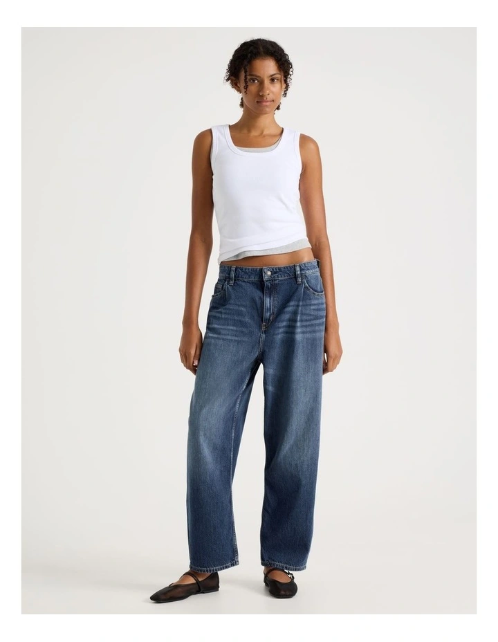 Pleated Loose Jean in Medium Indigo Vintage Wash image 7