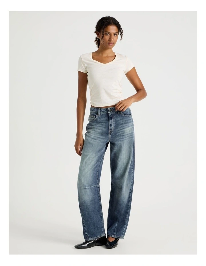 Baggy Balloon Jeans in Medium Green Tint image 1