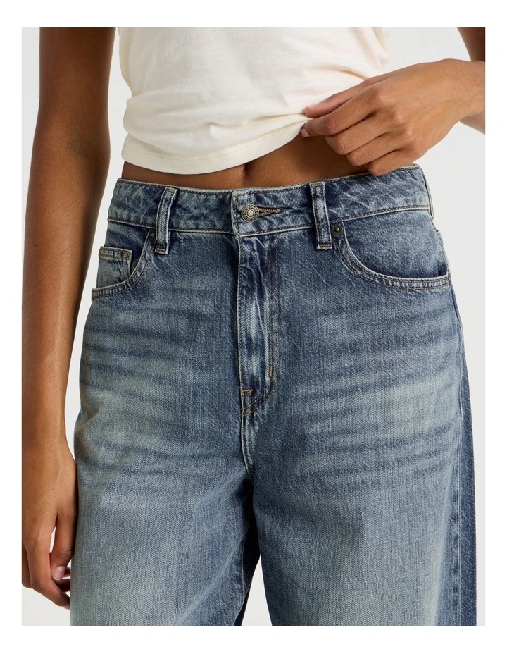 Baggy Balloon Jeans in Medium Green Tint image 4