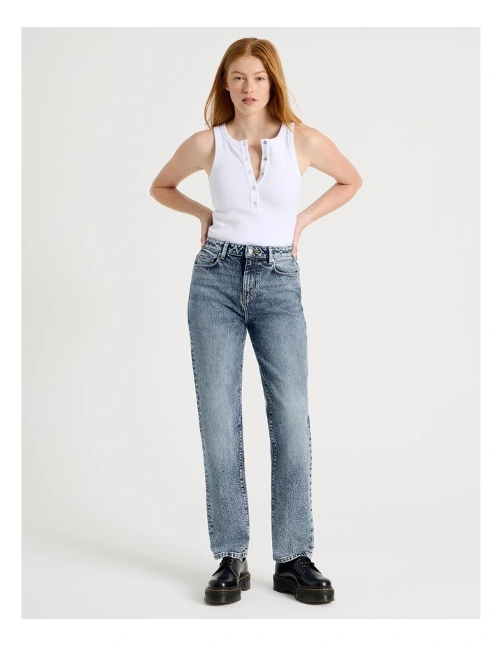 Mom High Rise Jean in Light Indigo Tinted image 1