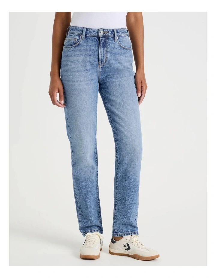 Mom High Rise Jeans in Medium Indigo image 2