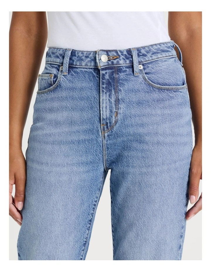 Mom High Rise Jeans in Medium Indigo image 3