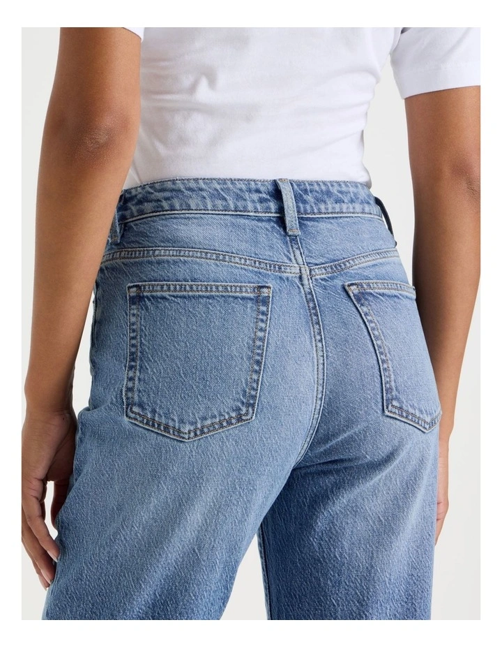 Mom High Rise Jeans in Medium Indigo image 5