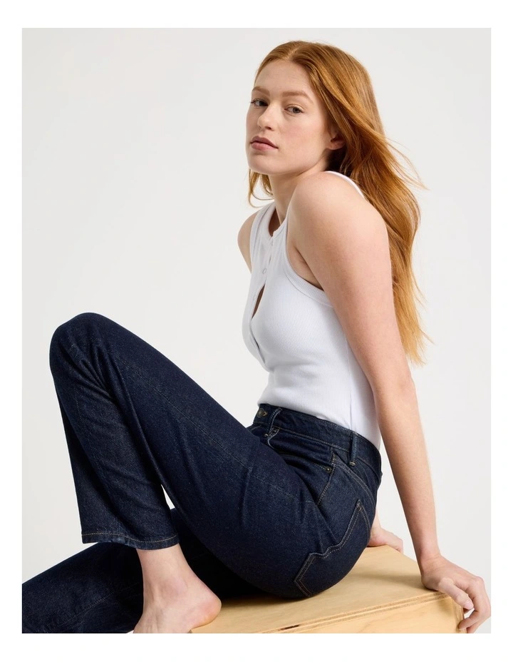 Mom High Rise Jean in Rinse image 1