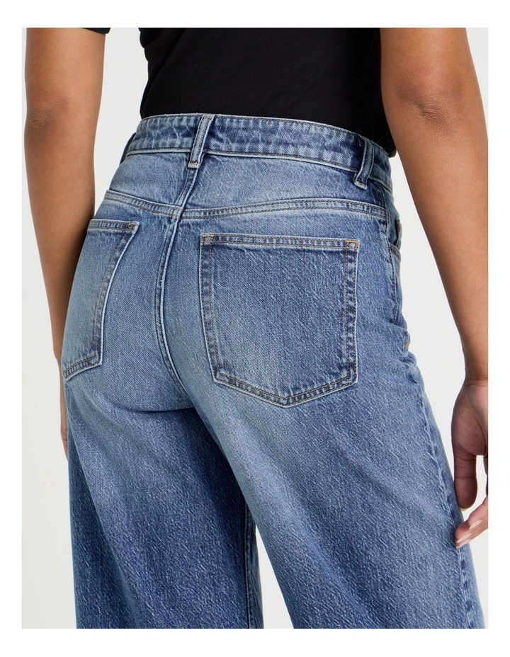 Wide Leg Cuffed Jean in Medium Indigo image 6