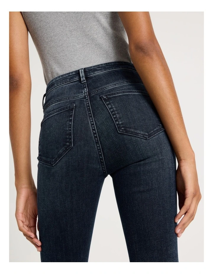 Skinny Bootcut High Rise Jean in Blue Black image 6