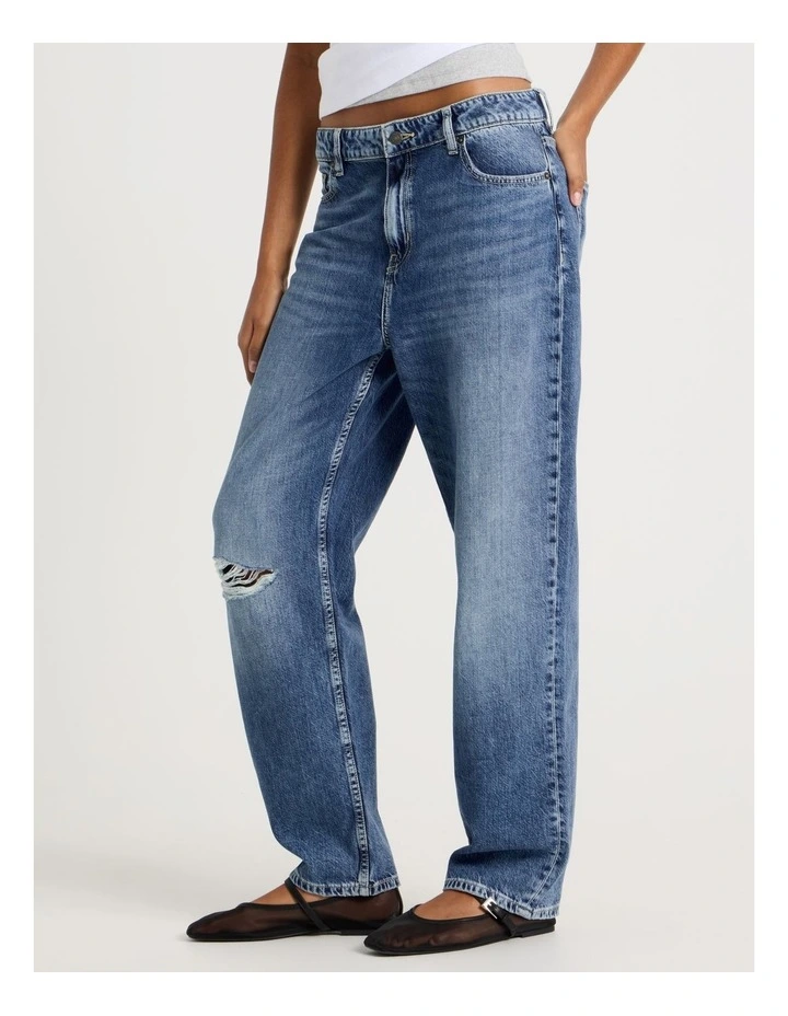 Boyfriend Mid Rise Jeans In Medium Indigo Vintage Wash image 5