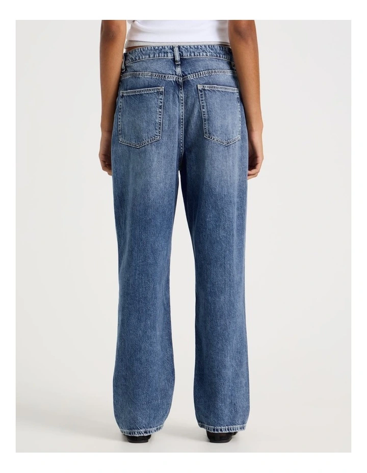 Boyfriend Mid Rise Jeans In Medium Indigo Vintage Wash image 6