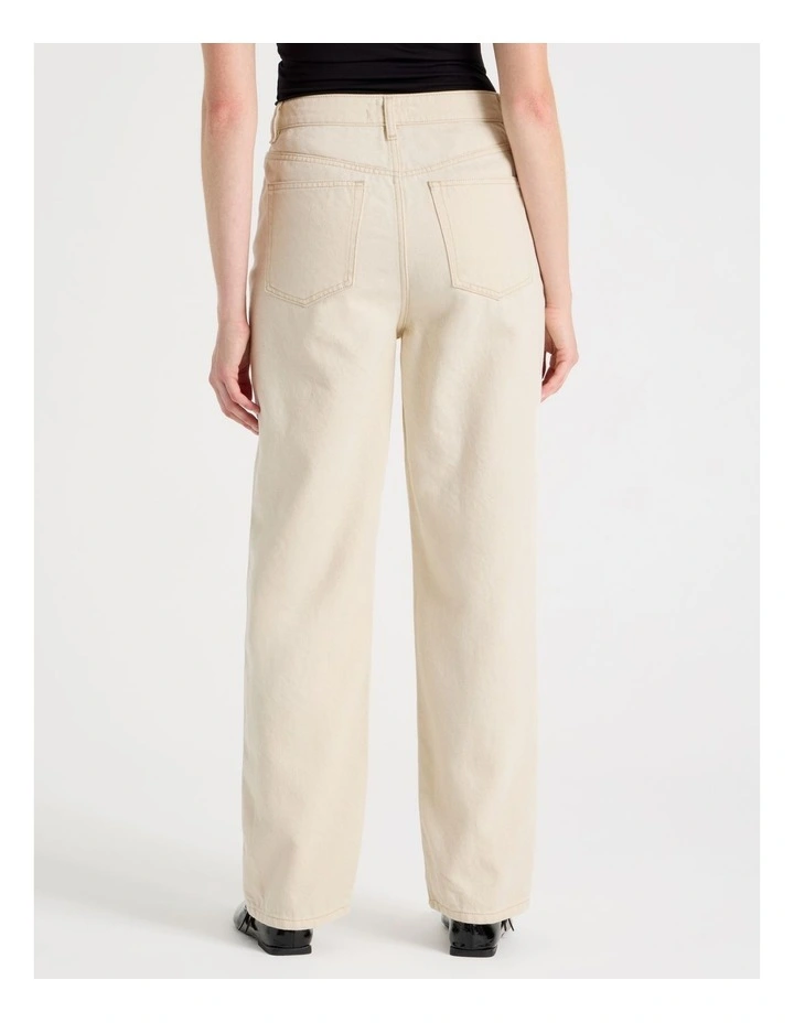 Boyfriend Mid Rise Jeans in Ecru image 5