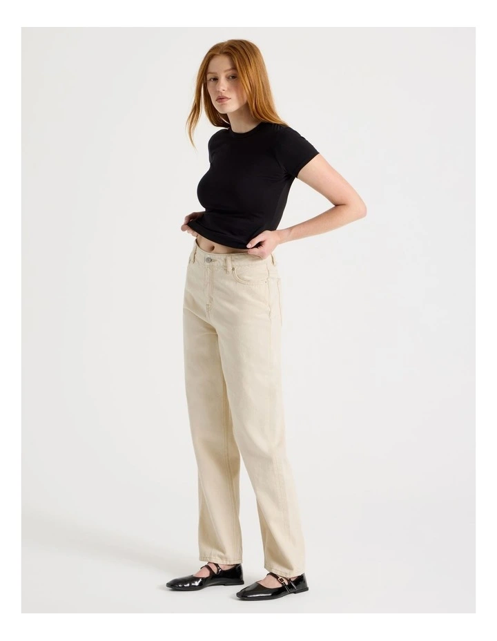 Boyfriend Mid Rise Jeans in Ecru image 7