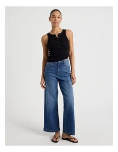 Wide Leg High Rise Jeans in Mid Wash