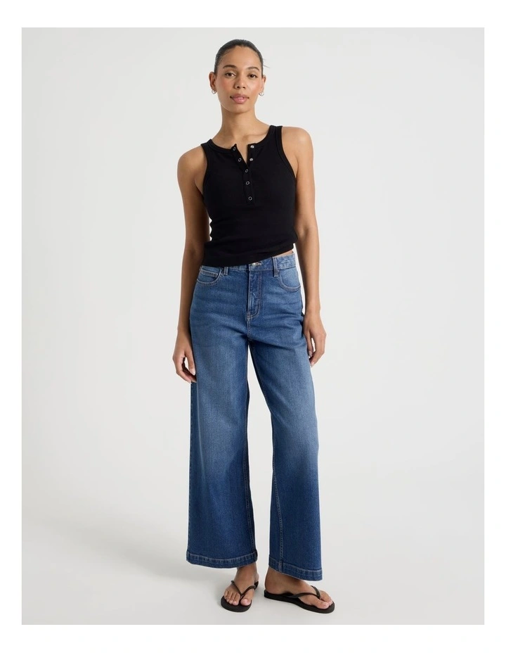 Wide Leg High Rise Jeans in Mid Wash image 1