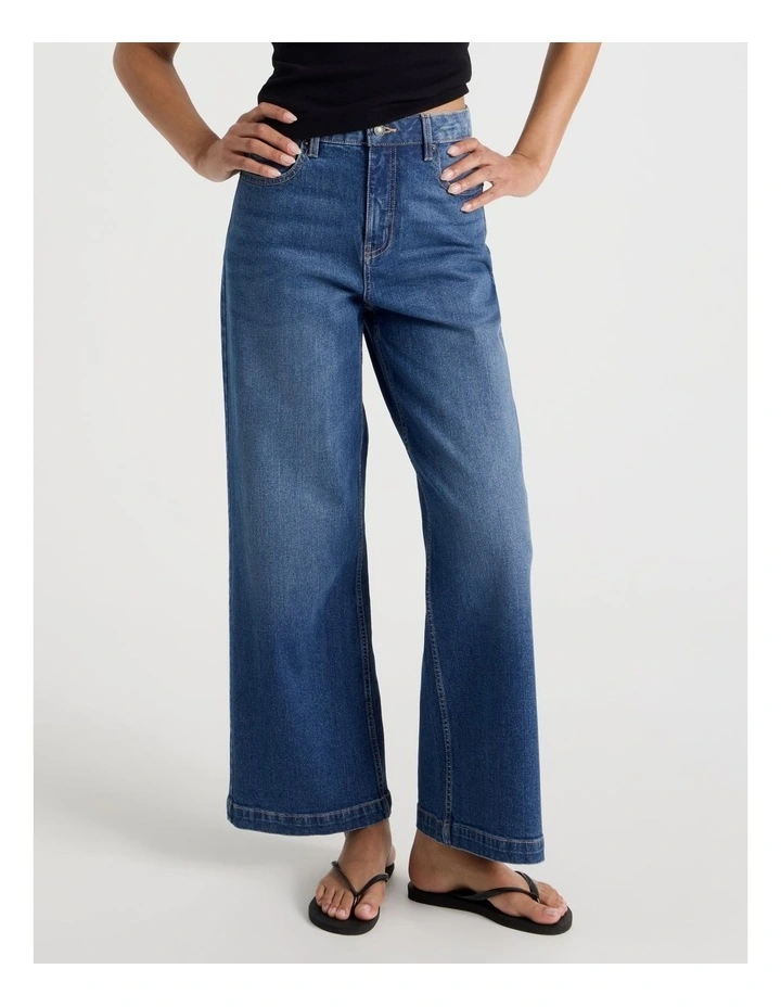 Wide Leg High Rise Jeans in Mid Wash image 2