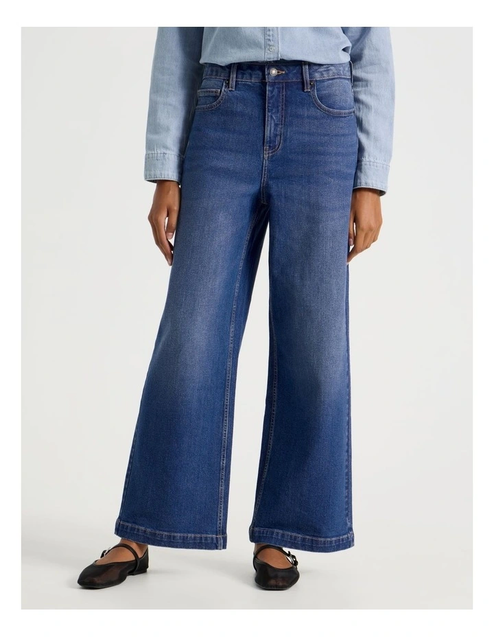 Wide Leg High Rise Jeans in Mid Wash image 2