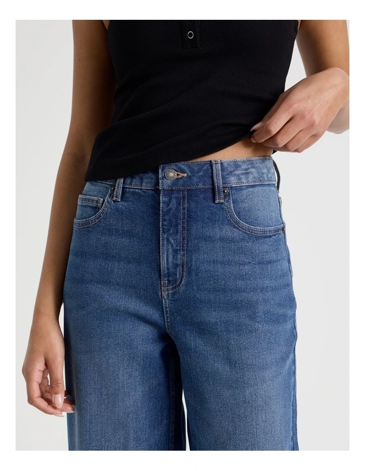 Wide Leg High Rise Jeans in Mid Wash image 3