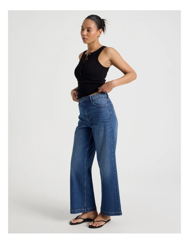 Wide Leg High Rise Jeans in Mid Wash image 4