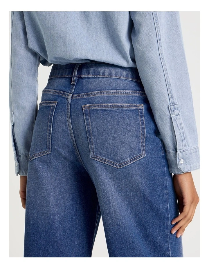 Wide Leg High Rise Jeans in Mid Wash image 4