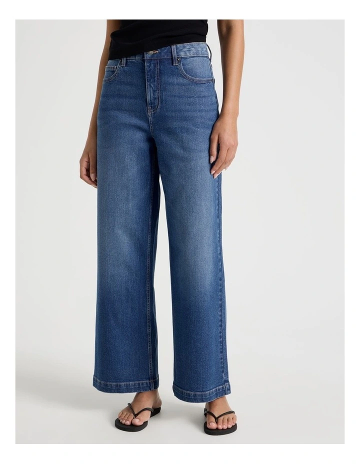Wide Leg High Rise Jeans in Mid Wash image 5
