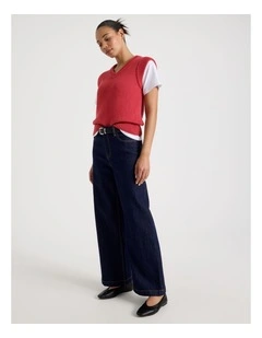 Wide Leg High Rise Jeans in Blue Rinse