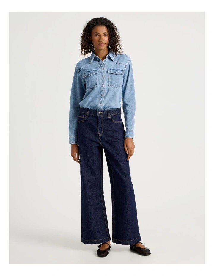 Wide Leg High Rise Jeans in Blue Rinse image 1