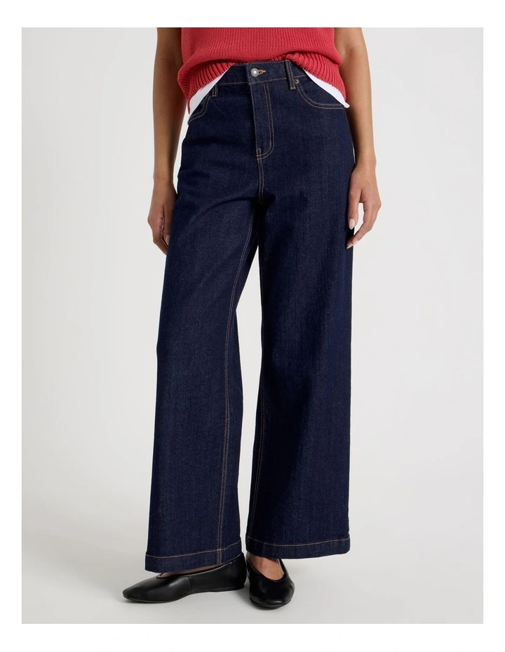 Wide Leg High Rise Jeans in Blue Rinse image 2