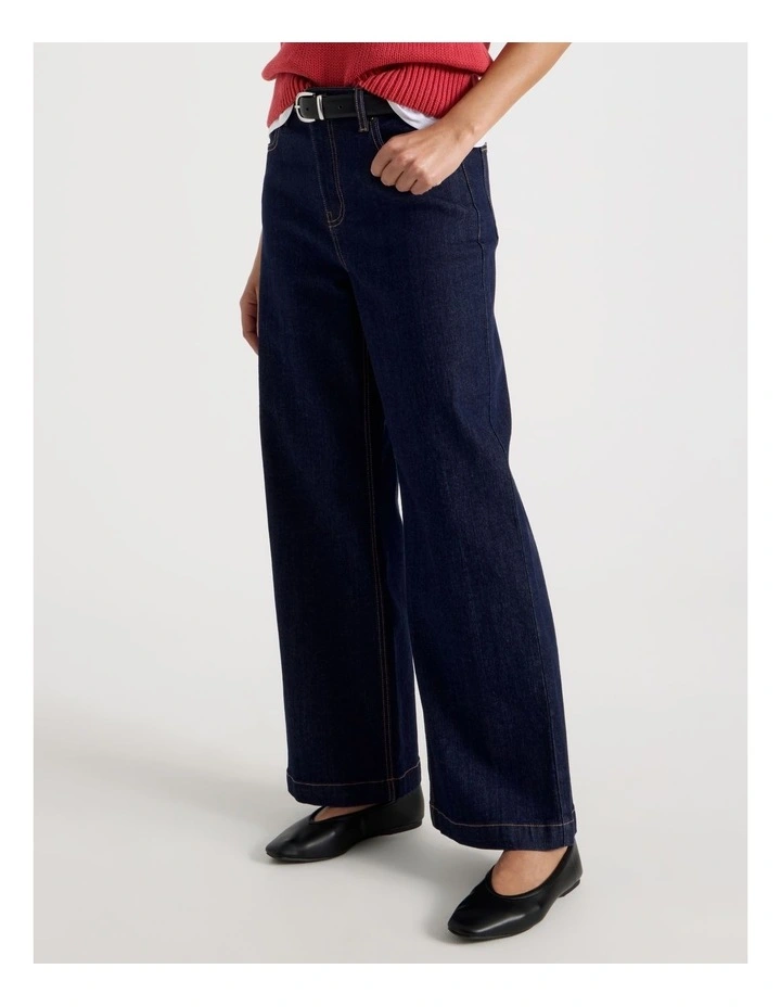 Wide Leg High Rise Jeans in Blue Rinse image 5