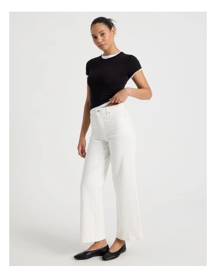 Wide Leg High Rise Jeans in Ecru image 1
