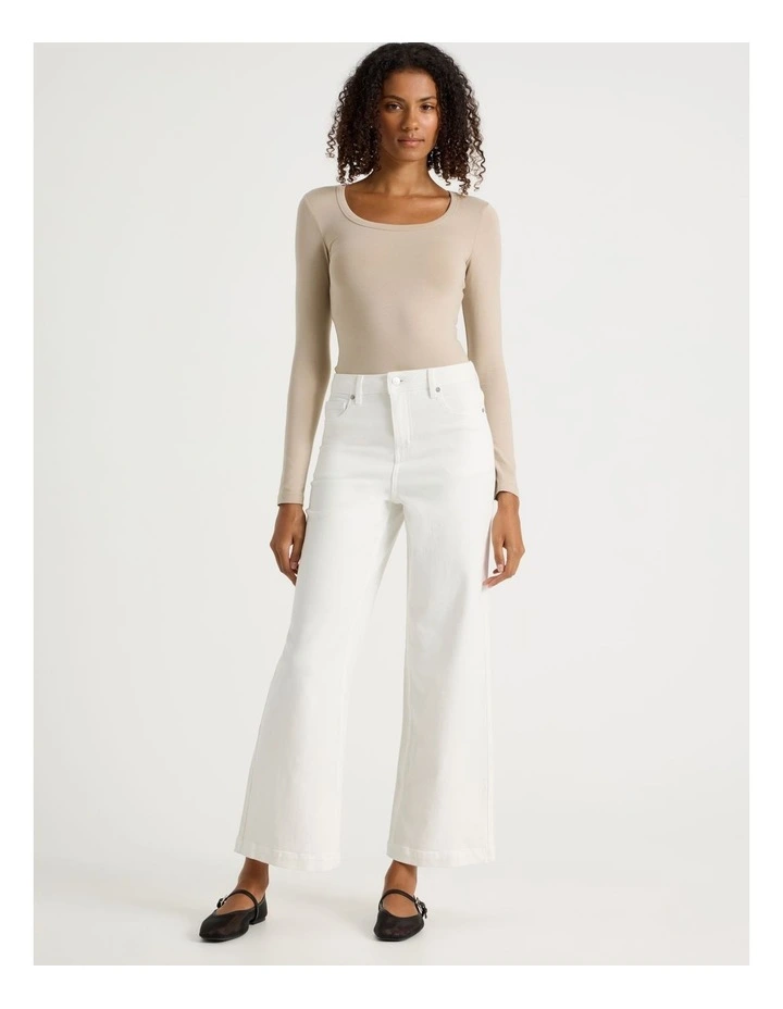 Wide Leg High Rise Jeans in Ecru image 1