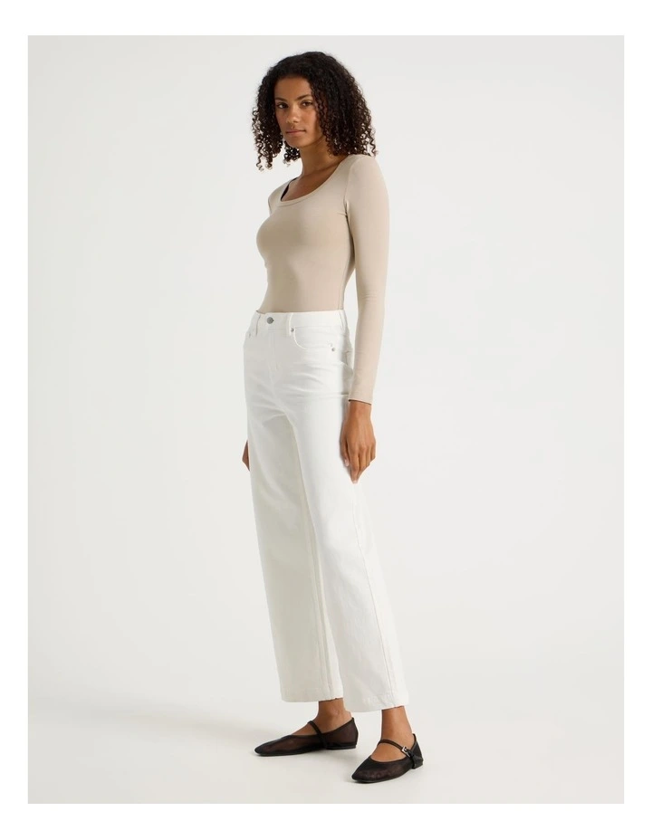 Wide Leg High Rise Jeans in Ecru image 3