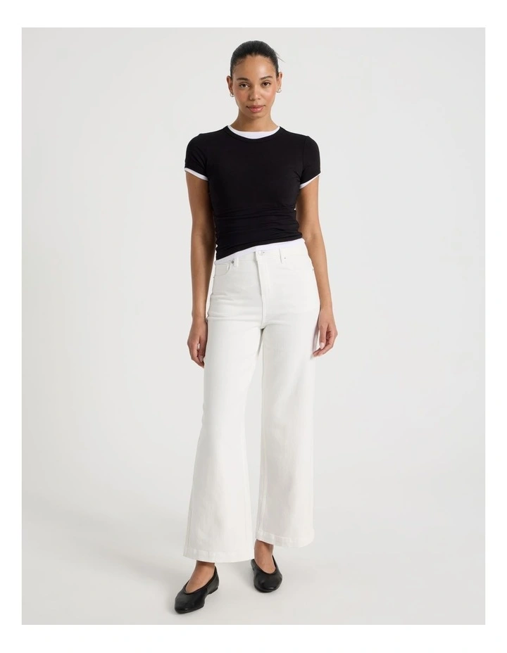 Wide Leg High Rise Jeans in Ecru image 4