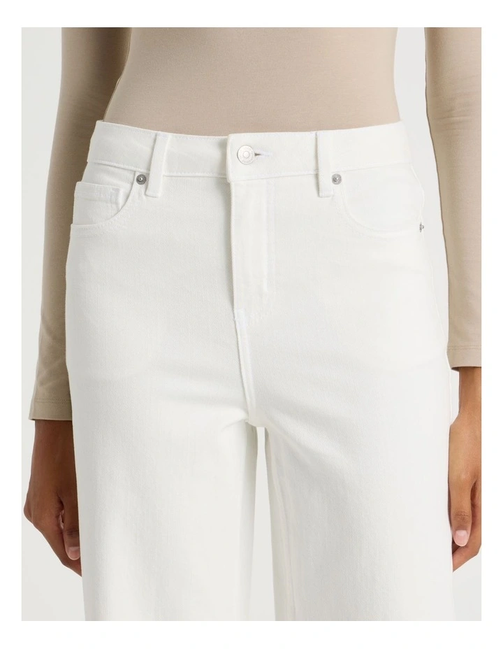Wide Leg High Rise Jeans in Ecru image 4