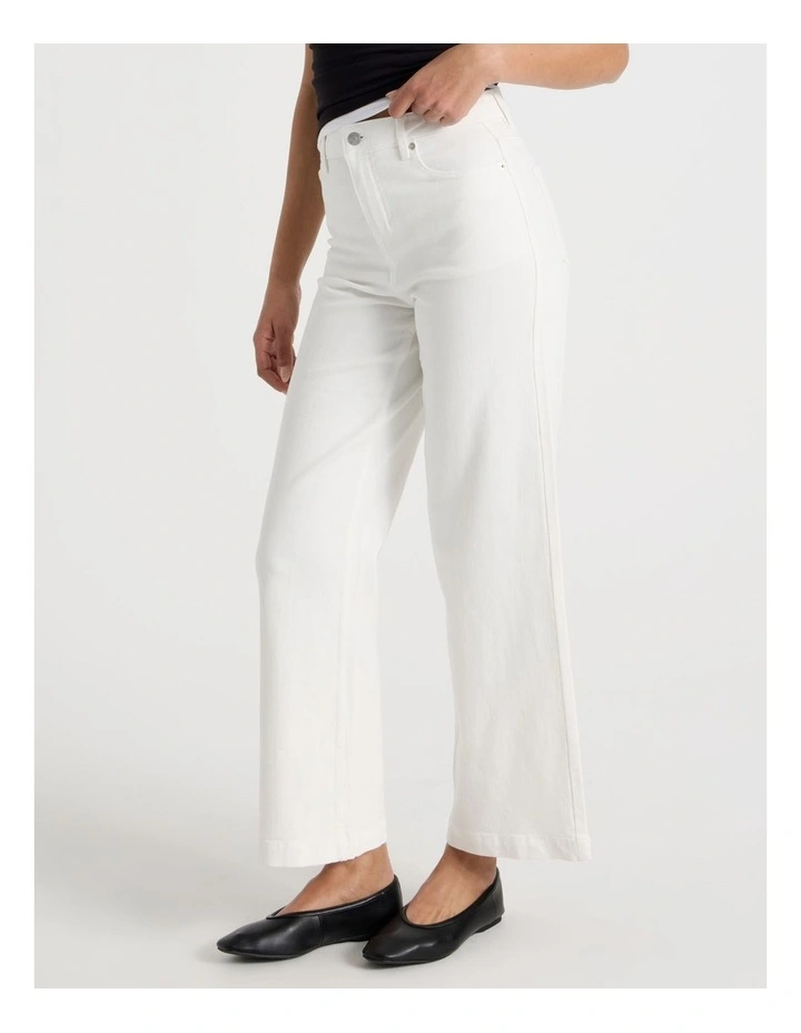 Wide Leg High Rise Jeans in Ecru image 5