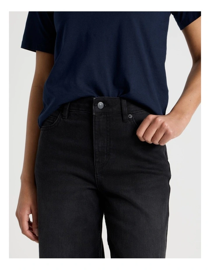 Wide Leg High Rise Jeans in Washed Black image 3
