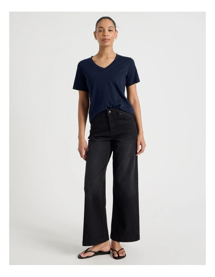 Wide Leg High Rise Jeans in Washed Black image 4