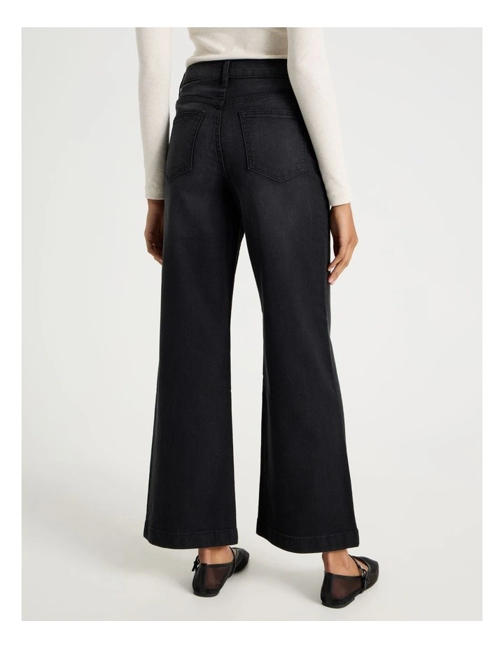Wide Leg High Rise Jeans in Washed Black image 4
