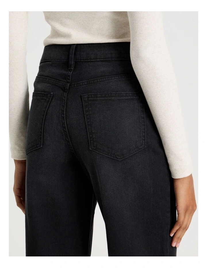 Wide Leg High Rise Jeans in Washed Black image 5