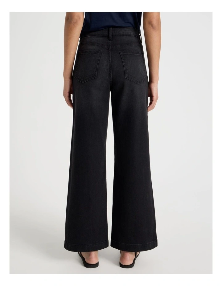 Wide Leg High Rise Jeans in Washed Black image 6